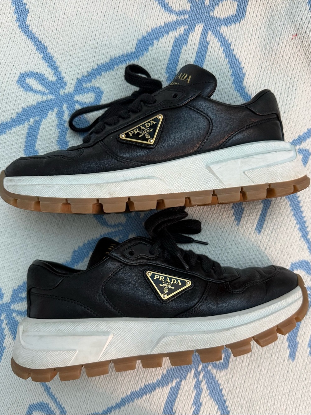 Authentic Prada Prax 01 Leather Sneakers